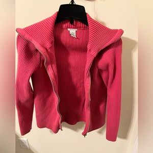 Evelyn Women’s Zip-up Ribbed Cropped Cardigan / Size XL / Coral / Good Condition